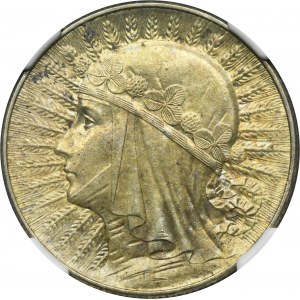 Hlava ženy, 5 zlotých Varšava 1934 - NGC MS62