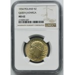 Head of a Woman, 5 gold Warsaw 1934 - NGC MS62