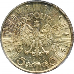 Piłsudski, 5 zl. 1938 - PCGS MS63