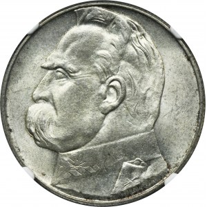Piłsudski, 10 złotych 1938 - NGC MS62