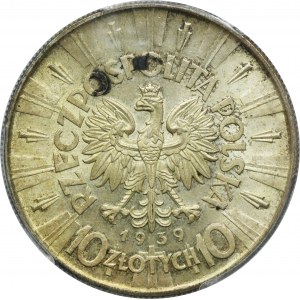 Piłsudski, 10 złotych 1939 - PCGS MS64