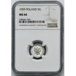 5 pennies 1959 - NGC MS66