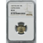 10 groszy 1949 Miedzionikiel - NGC MS66