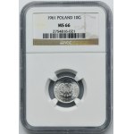 10 haléřů 1961 - NGC MS66