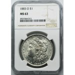 USA, 1 dolar New Orleans 1883 O - Morgan - NGC MS63