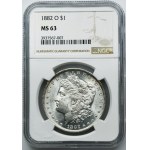 USA, 1 dolar New Orleans 1882 O - Morgan - NGC MS63