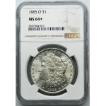USA, 1 dolar New Orleans 1885 O - Morgan - NGC MS64+