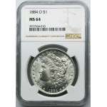 USA, 1 Dollar New Orleans 1884 O - Morgan - NGC MS64