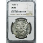 USA, 1 Dollar Denver 1921 D - Morgan - NGC MS63
