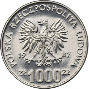 PRÓBA NIKIEL, 1.000 złotych 1987 XV Zimowe Igrzyska Olimpijskie 1988