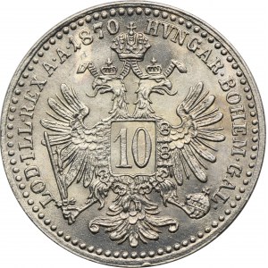 Rakúsko, František Jozef I., 10 Krajcars Viedeň 1870