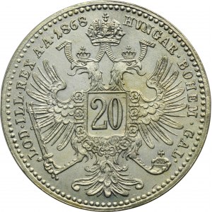 Austria, Franz Joseph I, 20 Kreuzer Wien 1868