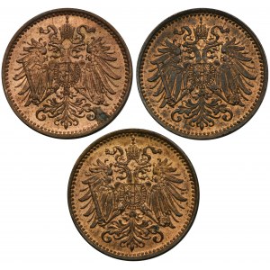 Súprava, Rakúsko, František Jozef I., Halerz (3 kusy).