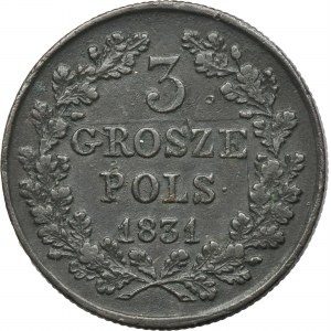 November Uprising, 3 Groschen Warsaw 1831 KG