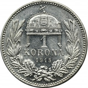 Maďarsko, František Josef I., 1 koruna Kremnica 1915 KB