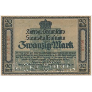 Germany, Braunschweig, 20 Mark 1918 - canceled