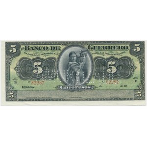 Mexico, Guerrero, 5 Pesos (1914) - perforation