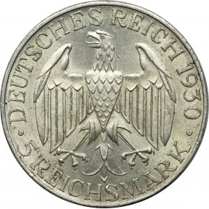 Germany, Weimar Republic, 5 Mark Berlin 1930 A - Graf Zeppelin