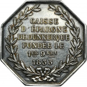 Francie, žeton spořitelny Dunkirk 1833