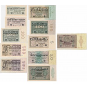 Germany, set 500.000 Mark - 10 milliard Mark 1923 (11 pcs.)