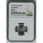 20 groszy 1949 Aluminium - NGC MS66