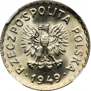 1 zlatý 1949 Miedzionikiel - NGC MS66