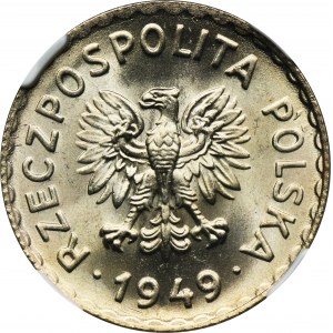 1 złoty 1949 Miedzionikiel - NGC MS66