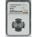 1 złoty 1949 Aluminium - NGC MS66+