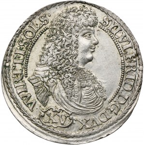 Slezsko, vévodství Olešnické, Sylvius Frederick, 15 Krajcarů Olešnice 1675 SP - Vzácné, NEREPORTOVANÉ