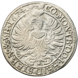 Silesia, Duchy of Oels, Sylvius II Friedrich, 6 Kreuzer Oels 1674 SP