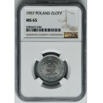 1 złoty 1957 - NGC MS65 - NAJRZADSZY ROCZNIK