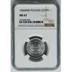 1 złoty 1966 - NGC MS67 - znakomita nota