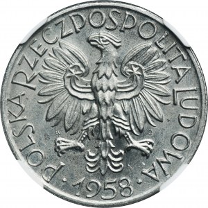 5 złotych 1958 Rybak - BAŁWANEK - NGC MS63