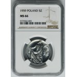 5 złotych 1959 Rybak - NGC MS66 - świeży stempel