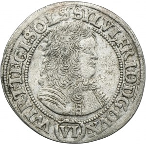 Silesia, Duchy of Oels, Sylvius II Friedrich, 6 Kreuzer Oels 1674 SP - UNLISTED