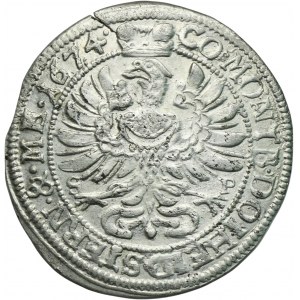 Silesia, Duchy of Oels, Sylvius II Friedrich, 6 Kreuzer Oels 1674 SP