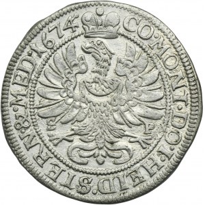 Silesia, Duchy of Oels, Sylvius II Friedrich, 6 Kreuzer Oels 1674 SP - RARE
