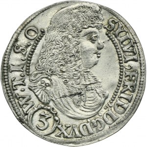 Silesia, Duchy of Oels, Silvius II Friedrich, 3 Kreuzer Oels 1676 SP