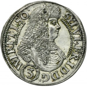 Sliezsko, vojvodstvo Olešnica, Sylvius Frederick, 3 Krajcary Olesnica 1676 SP - NIENOTOVANÉ, WIRT