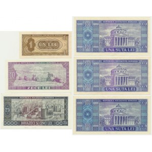 Romania, set 1-100 Lei 1966 (6 pcs.)