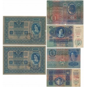 Rumunsko, sada 10-1000 korun (1919) (6 kusů).