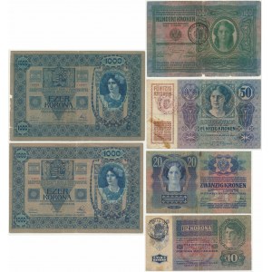 Rumunia, set 10-1.000 Krona (1919) (6 pcs.)