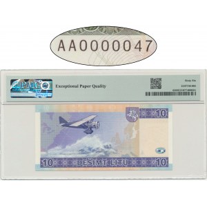Lithuania, 10 Litu 2001 - AA 0000047 - PMG 66 EPQ - low serial number