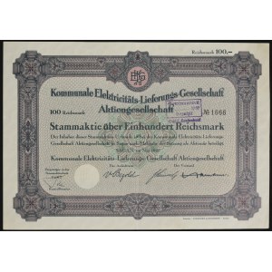 Żagań, Kommunale Elektricitäts-Lieferungs Gesellschaft, 100 marek 1929
