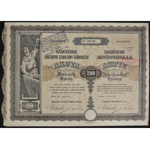 Galícia Akciové banské závody, 200 korún 1918