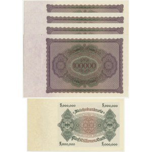 Germany, 100.000-5 million Mark 1923 (5 pcs.)