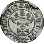 Sigismund I the Old, Schilling Danzig 1538 - NGC MS65