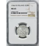 Poniatowski, 2 groše (pol zlotého) Varšava 1766 FS - NGC MS65