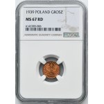 1 grosz 1939 - NGC MS67 RD