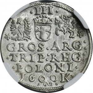 Zikmund III Vasa, Trojak Krakov 1600 - NGC MS61